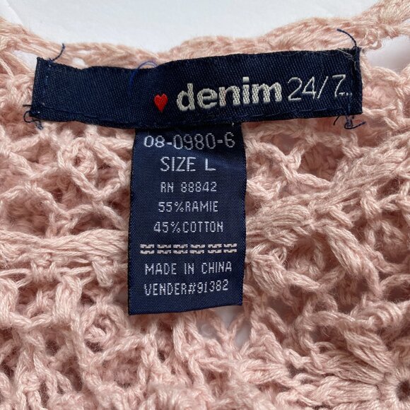 Denim 24/7 Crochet Tiered Sweater Shirt Sz L Pink Cottagecore Fairycore Dainty - Picture 11 of 15